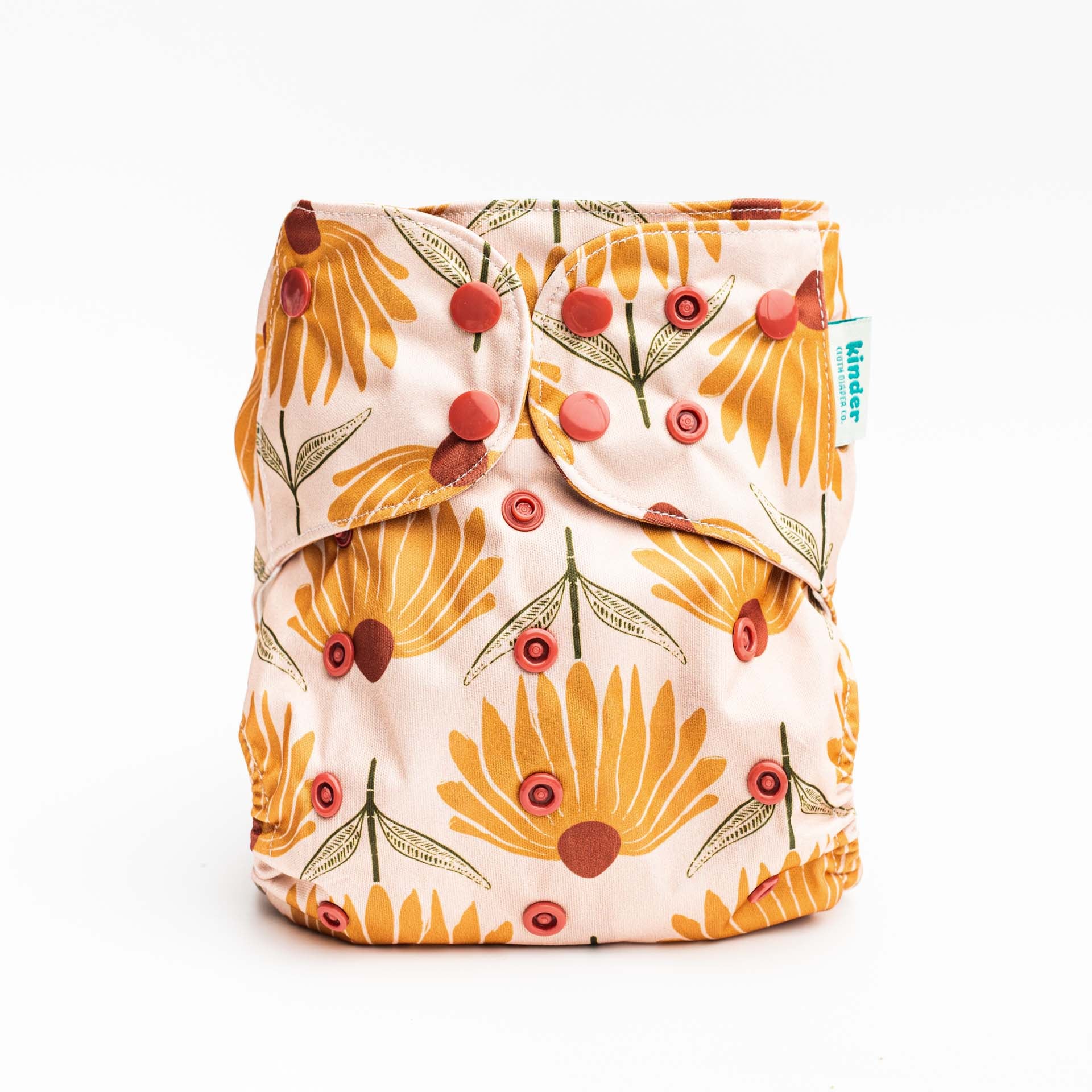 sunflower yellow floral bold pocket diapers fit babies from birth to potty training reusable diapering cloth diapers baby diapers