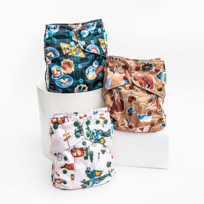 Patterned Pocket Cloth Diaper with Athletic Wicking Jersey