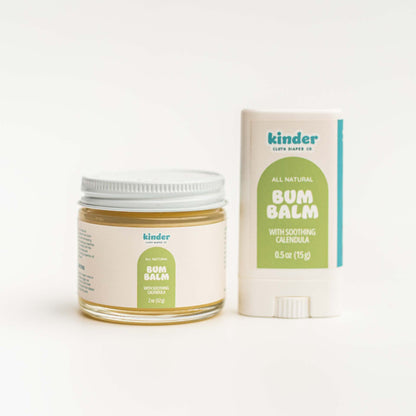 Kinder Cloth Diaper Co. organic diaper balm with natural ingredients, cloth diaper safe for sensitive skin travel size and glass bottle