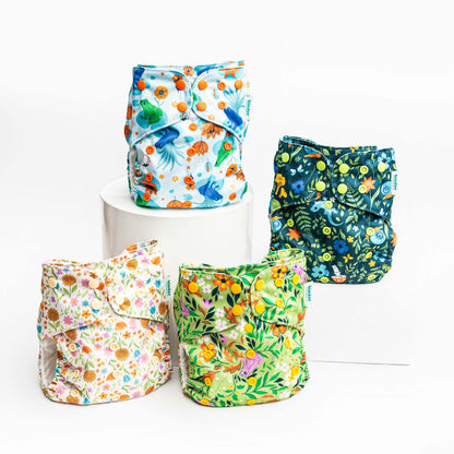 reusable pocket diapers with athletic wicking jersey AWJ frogs and reptiles summer bold colorful one of a kind prints Kinder Cloth Diaper Co best cloth diapers pittsburgh brand family business 