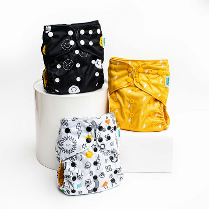 Space and Sky: Essentials Pocket Cloth Diaper with Athletic Wicking Jersey, Grows with your Baby