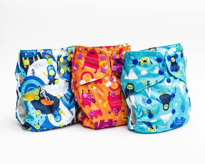 playful and bold boy print cloth diapers with monsters cloth diaper with athletic wicking jersey best pocket diapers five rise settings fits from birth to potty training