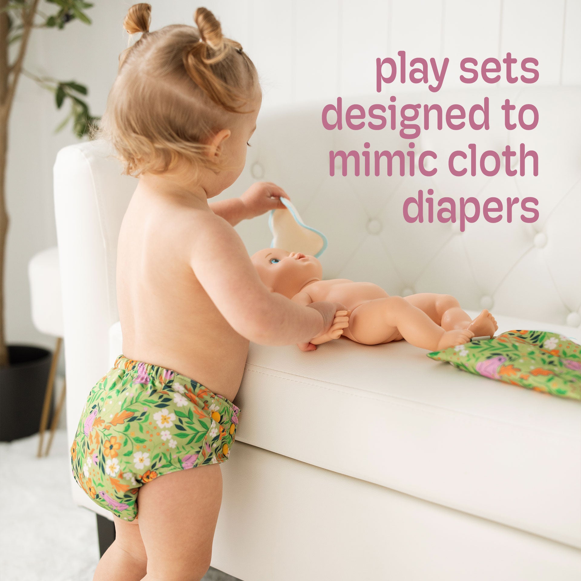 Reusable Doll Toy Diaper Set with 5 Mini Reusable Baby Wipes