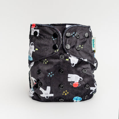 Patterned Basics Lounger Pocket Cloth Diaper — Minky Fleece with Athletic Wicking Jersey