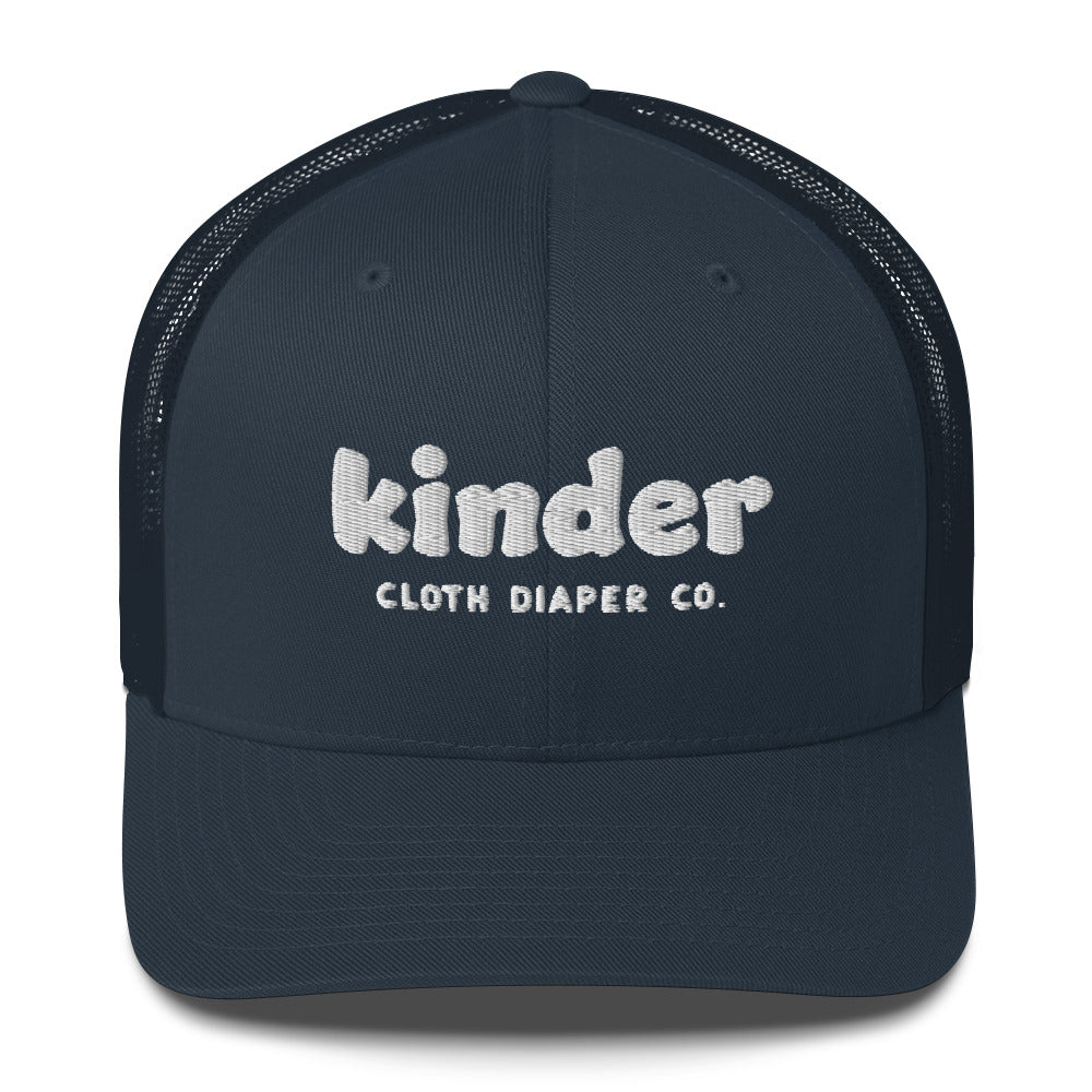 Kinder Embroidered Unisex Navy Trucker Hat